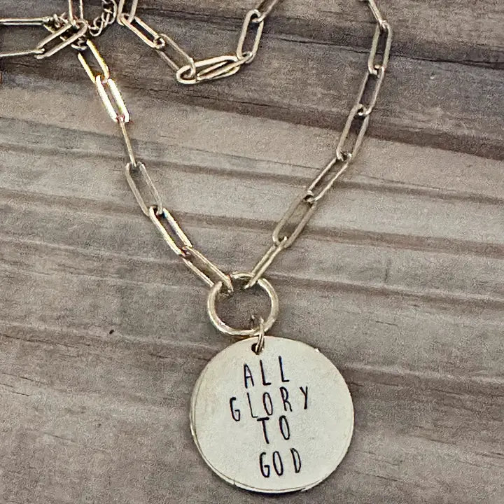 "All Glory to God" - Hand-stamped Necklace