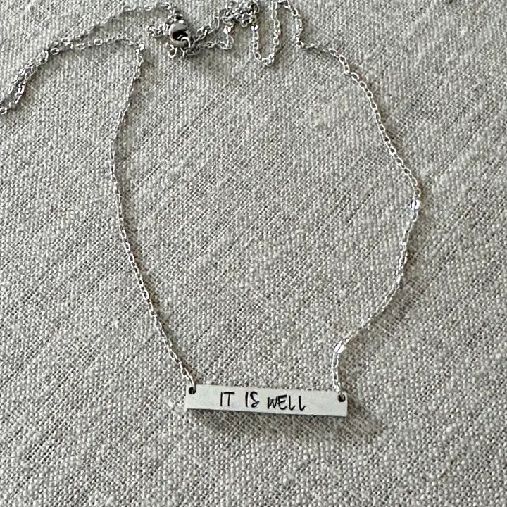 "It Is Well" Hand-Stamped Necklace