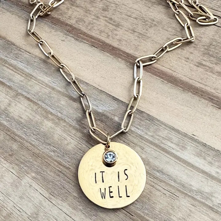 "It is Well" - Hand-stamped Necklace
