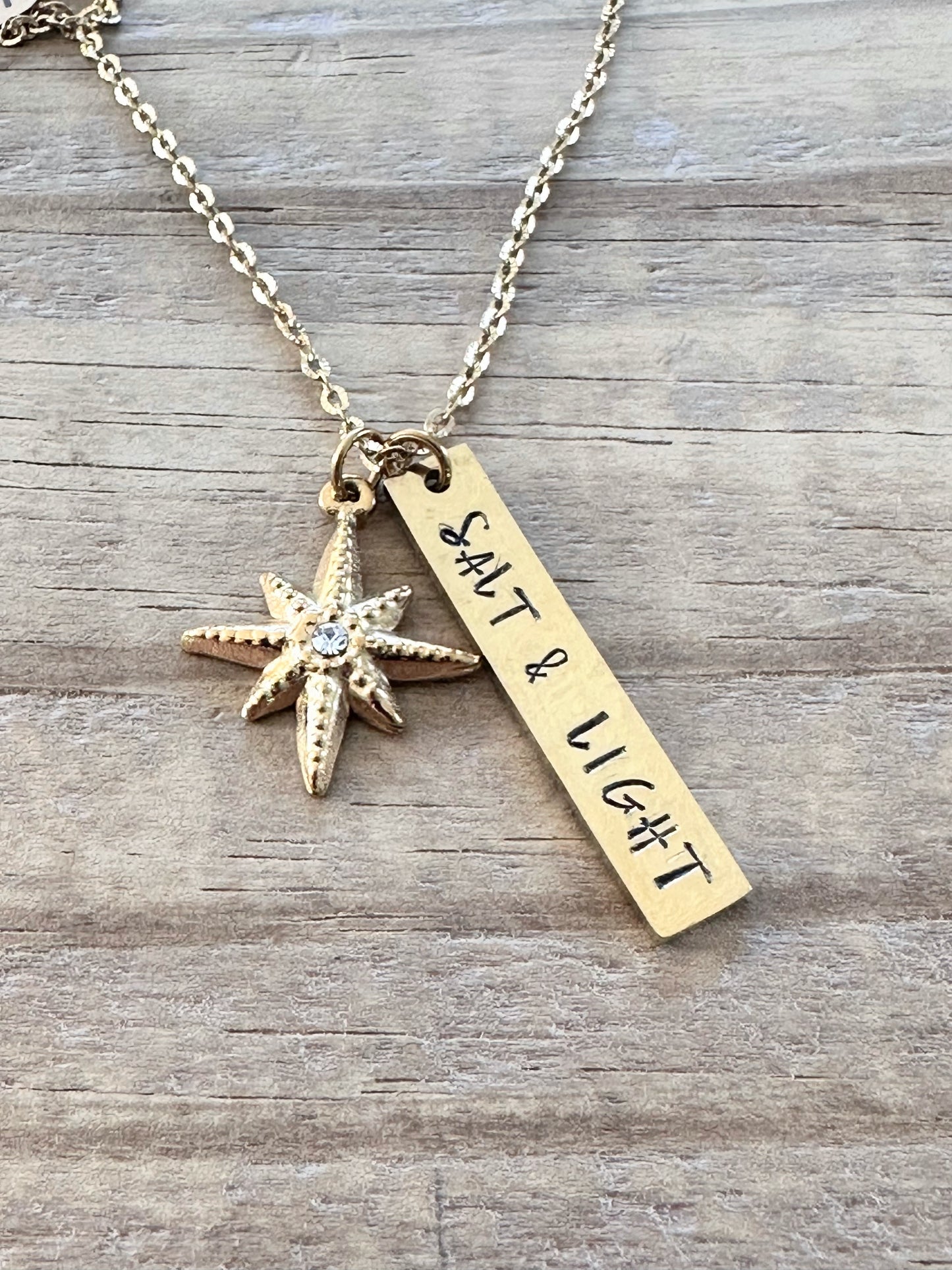 “Salt & Light” Hand-stamped Necklace