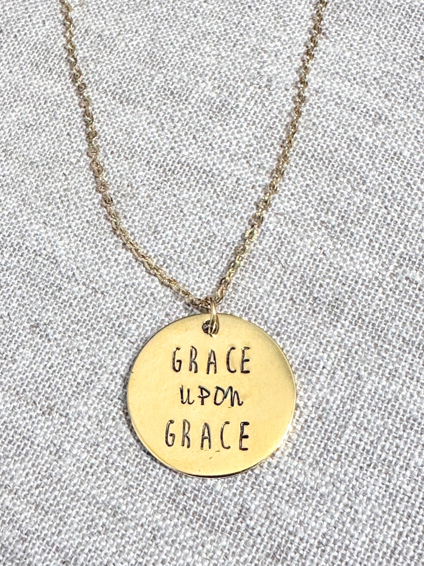 "Grace upon Grace" - Hand-Stamped Necklace