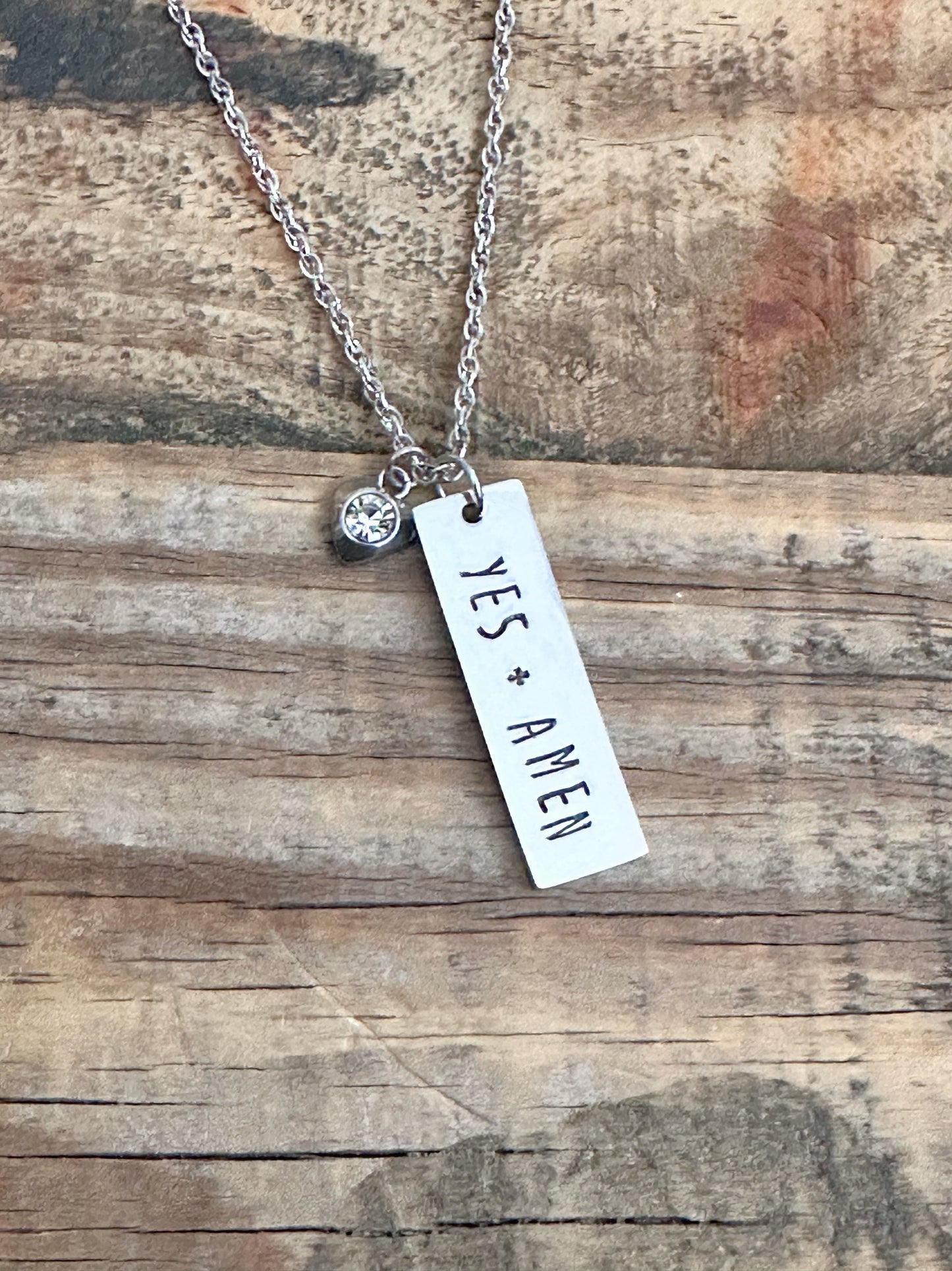 “Yes + Amen” Hand-Stamped Necklace
