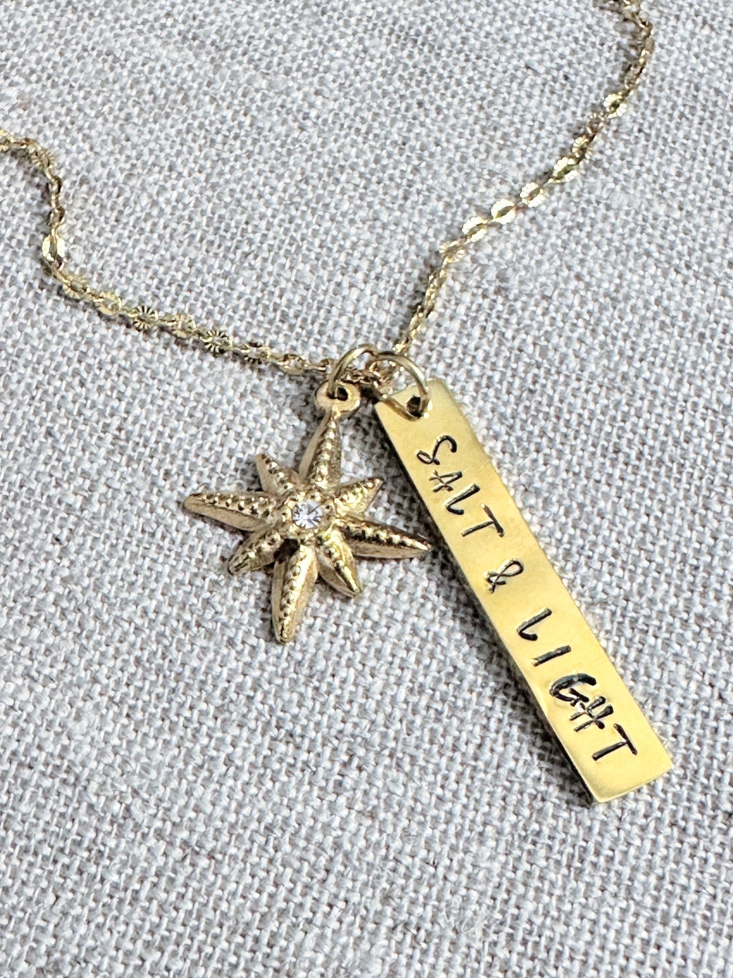 “Salt & Light” Hand-stamped Necklace