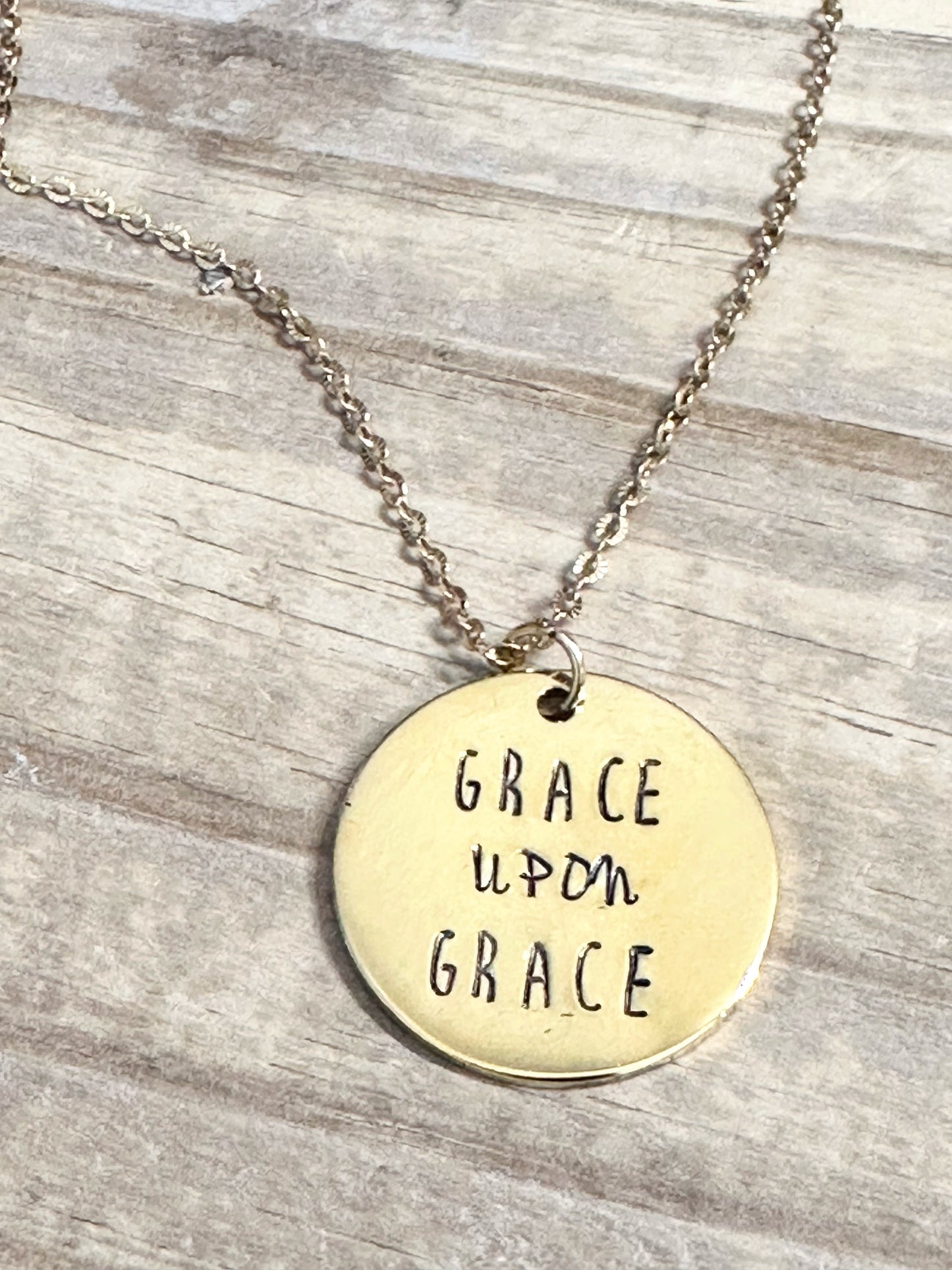 "Grace upon Grace" - Hand-Stamped Necklace