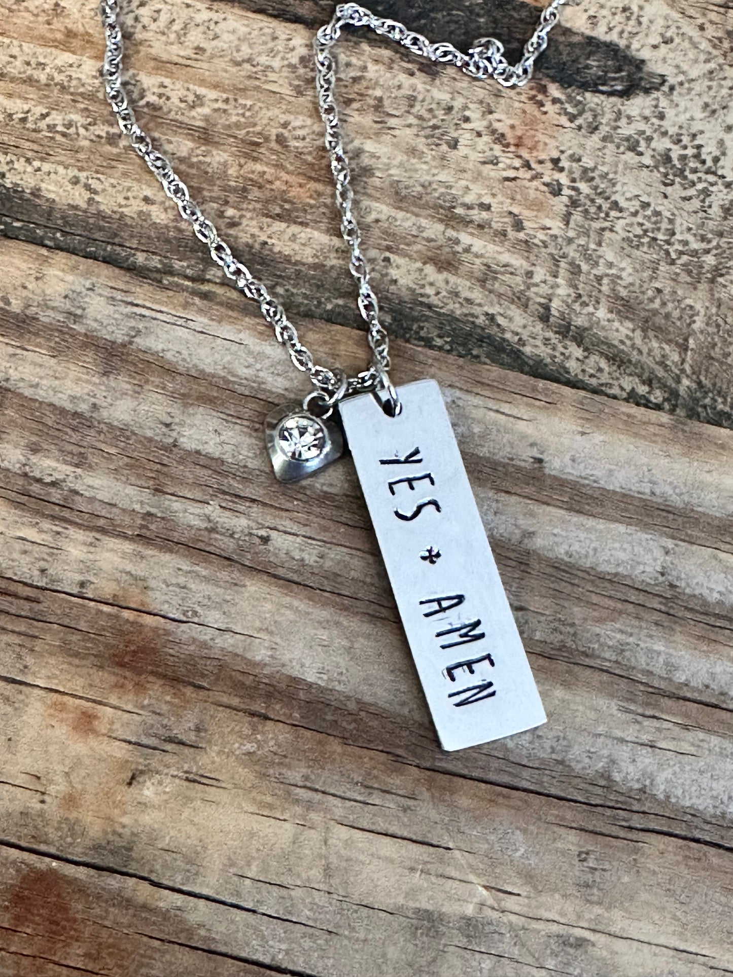 “Yes + Amen” Hand-Stamped Necklace