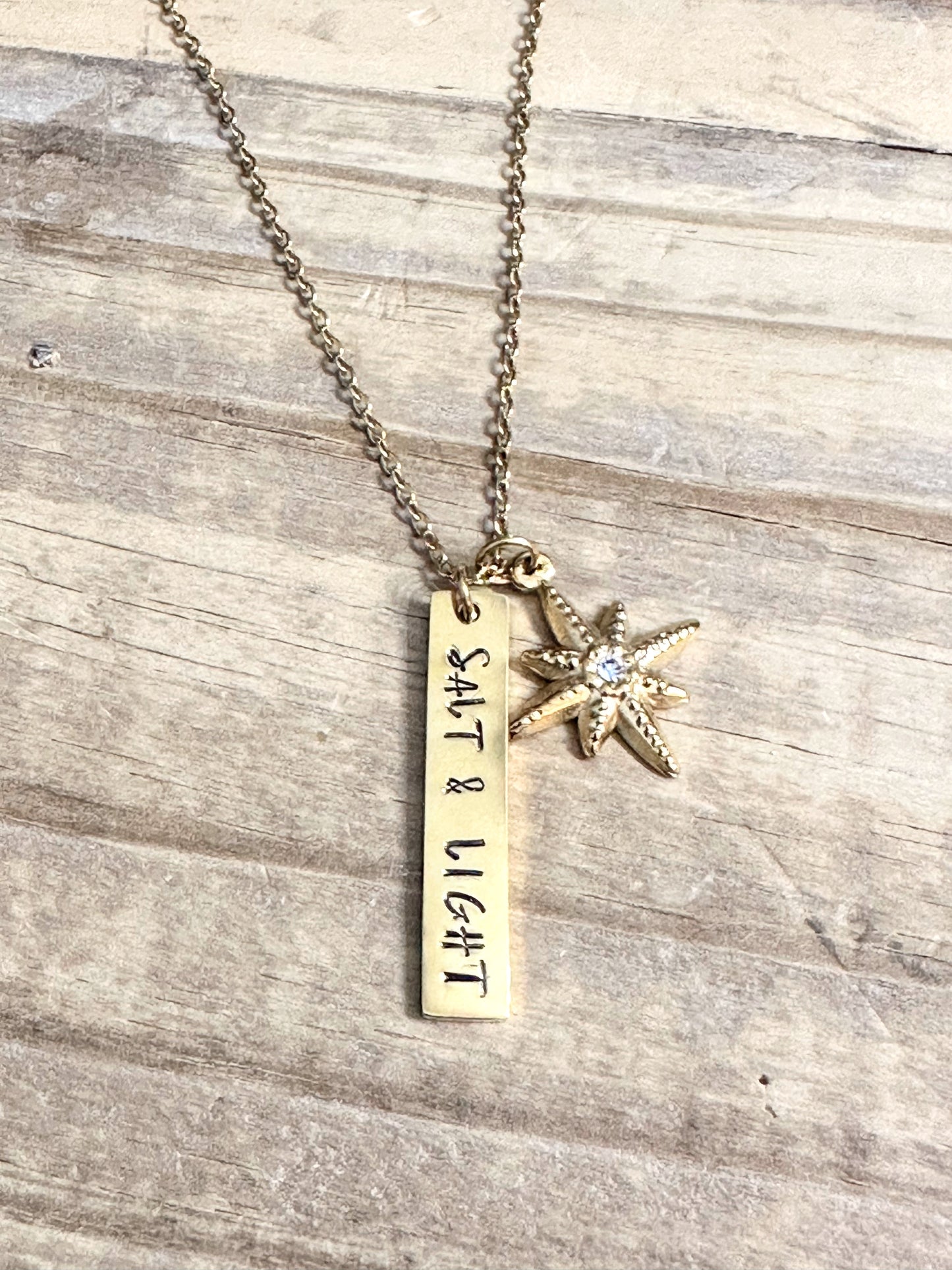 “Salt & Light” Hand-stamped Necklace