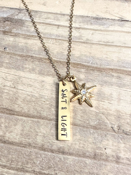 “Salt & Light” Hand-stamped Necklace