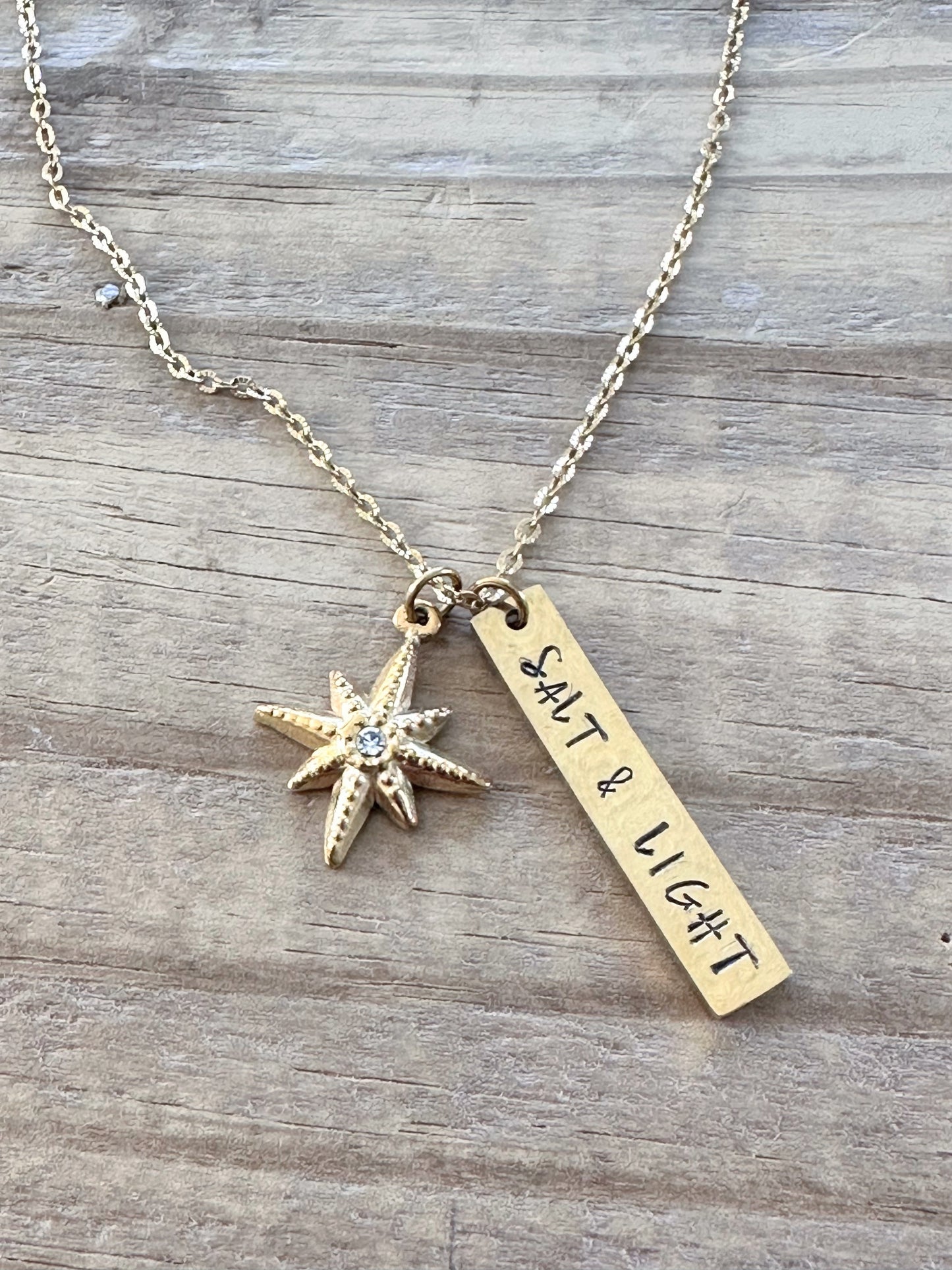 “Salt & Light” Hand-stamped Necklace