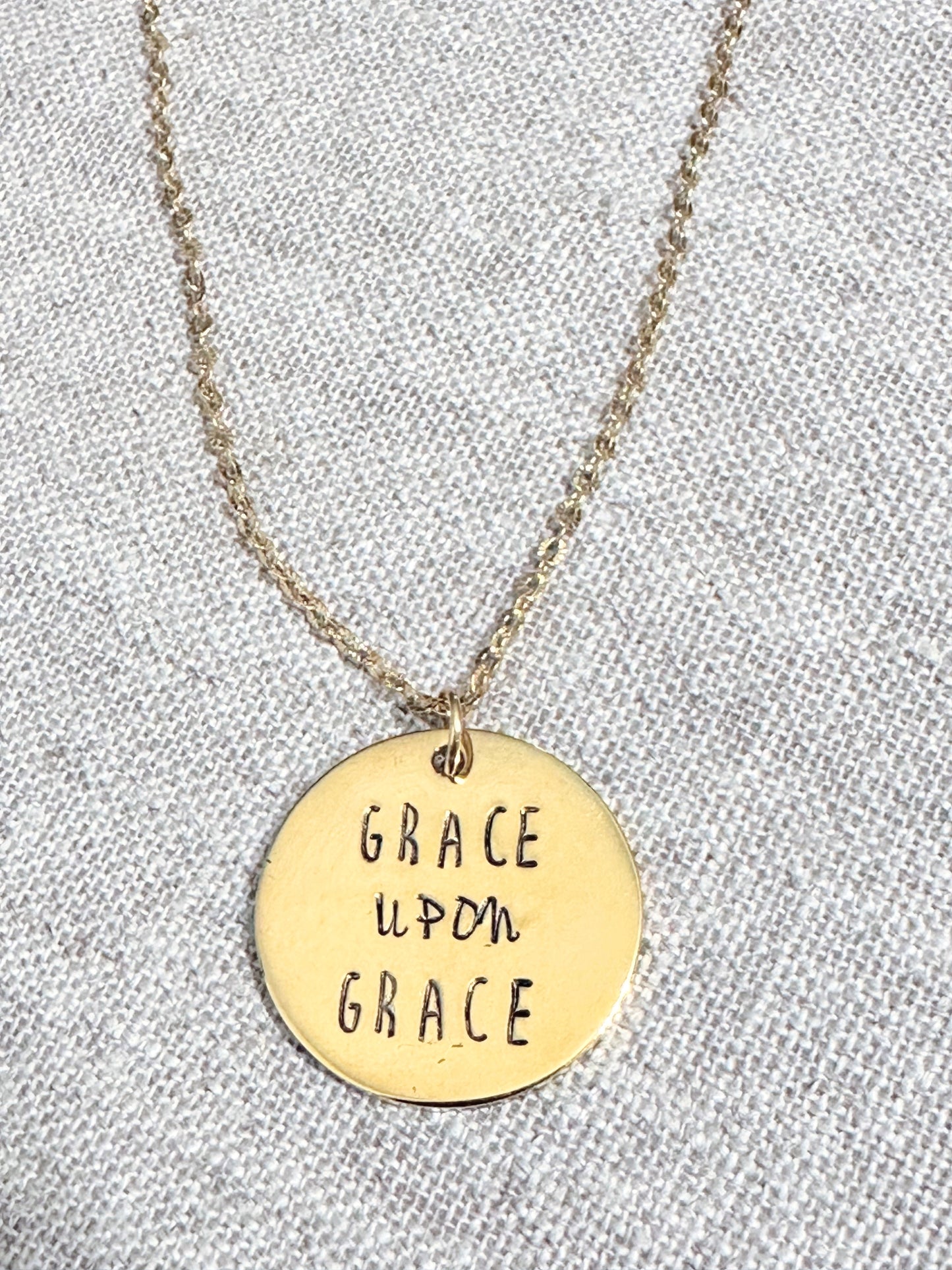 "Grace upon Grace" - Hand-Stamped Necklace