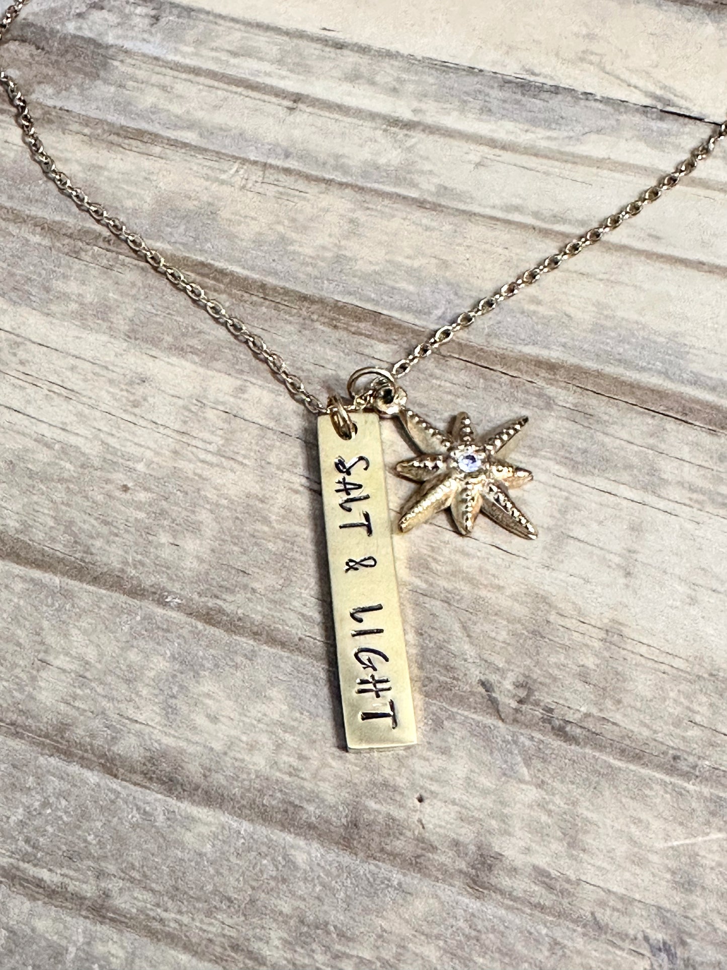 “Salt & Light” Hand-stamped Necklace