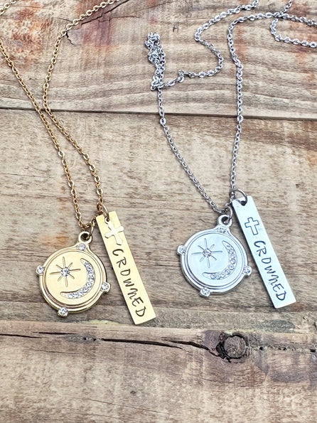 "Crowned" Hand-stamped necklace-Psalm 8:3–9