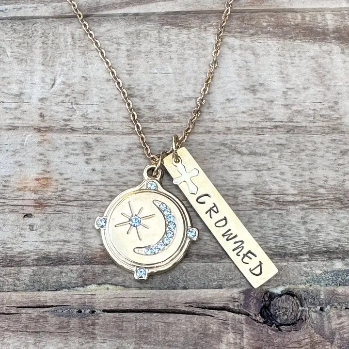 "Crowned" Hand-stamped necklace-Psalm 8:3–9