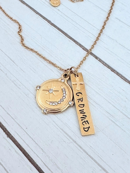 "Crowned" Hand-stamped necklace-Psalm 8:3–9