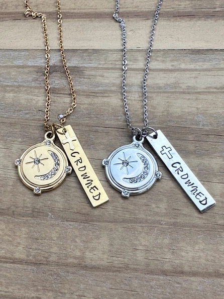 "Crowned" Hand-stamped necklace-Psalm 8:3–9