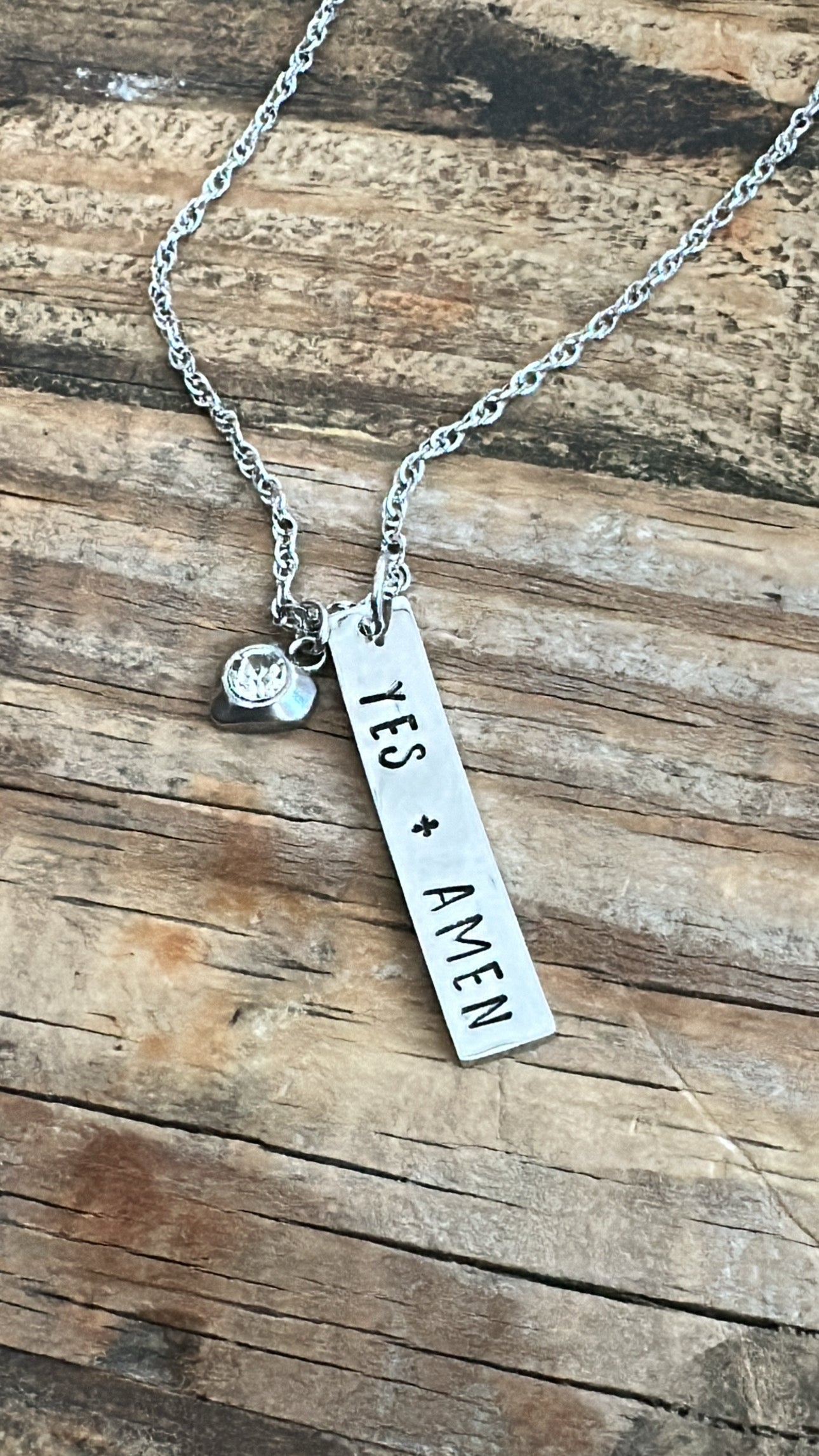“Yes + Amen” Hand-Stamped Necklace
