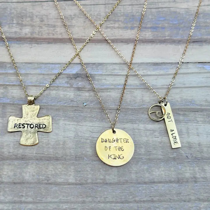 “Daughter of the King” Hand-stamped Necklace