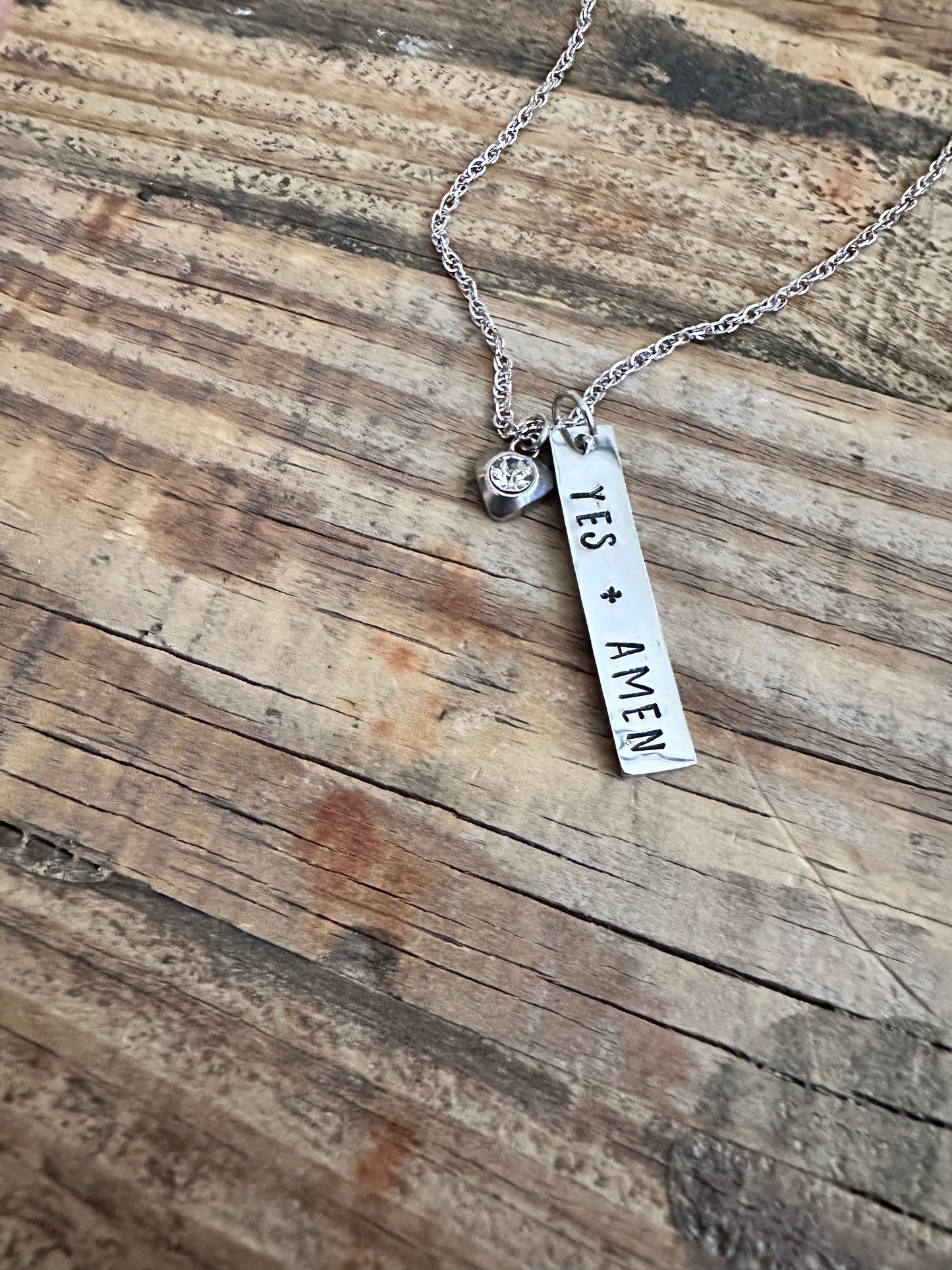 “Yes + Amen” Hand-Stamped Necklace