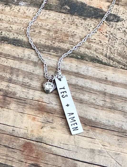 “Yes + Amen” Hand-Stamped Necklace