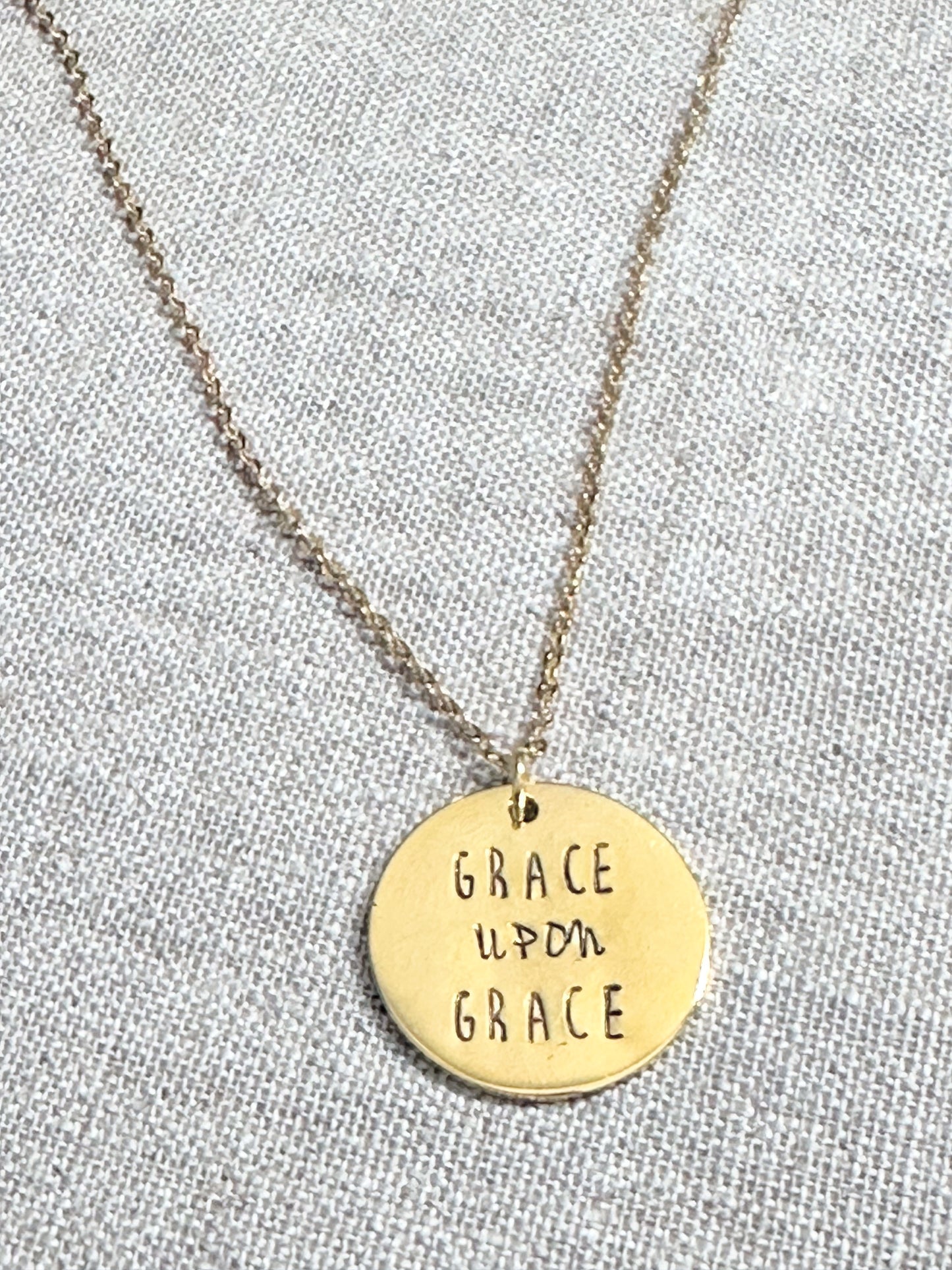 "Grace upon Grace" - Hand-Stamped Necklace