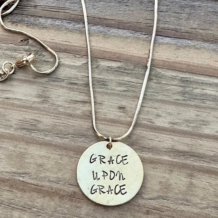 "Grace upon Grace" - Hand-Stamped Necklace