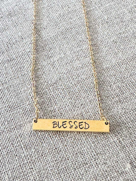 “Blessed” — Hand-Stamped Necklace