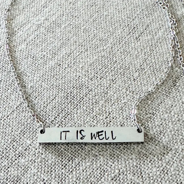 "It Is Well" Hand-Stamped Necklace