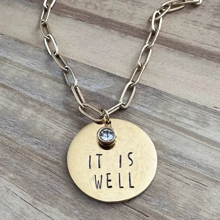 "It is Well" - Hand-stamped Necklace