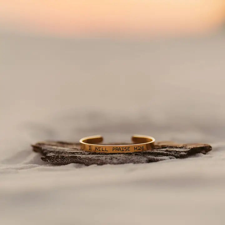 "I Will Praise Him" – Hand-Stamped Cuff Bracelet