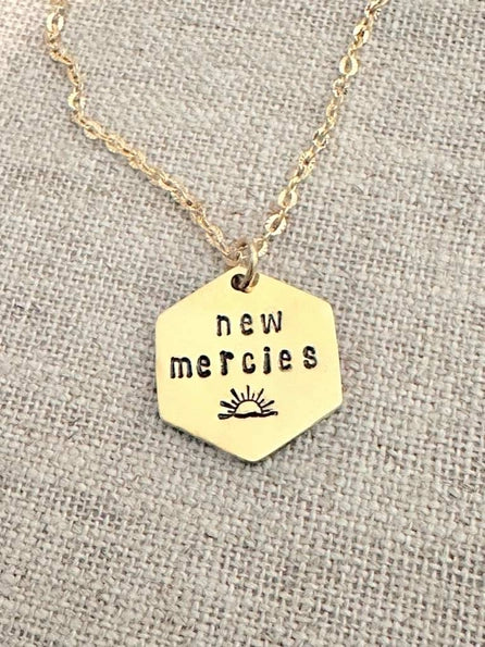 "New Mercies" - Hand-Stamped Necklace