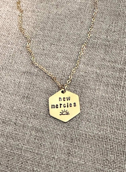 "New Mercies" - Hand-Stamped Necklace