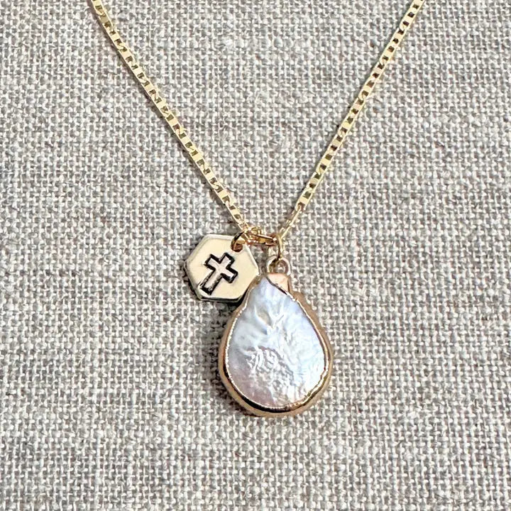 Pearl & Cross Necklace | "The Priceless Pearl"