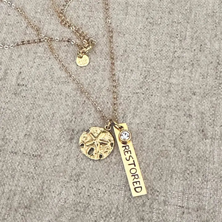 "Restored" - Hand-stamped Necklace