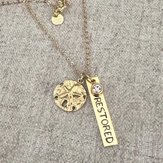 "Restored" - Hand-stamped Necklace