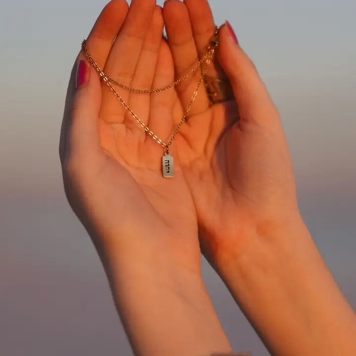 Tetragrammaton - "YHWH" in Hebrew - Hand-Stamped Necklace