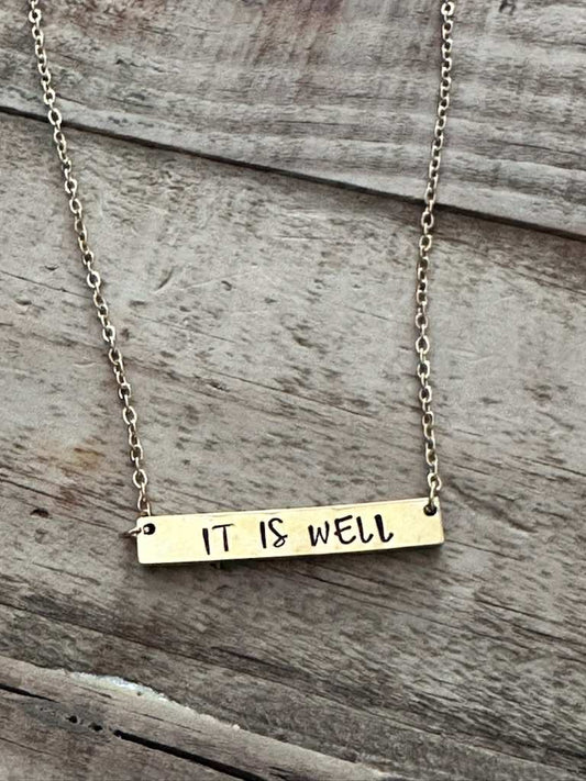 "It Is Well" Hand-Stamped Necklace