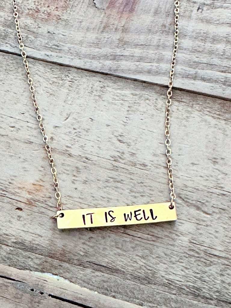 "It Is Well" Hand-Stamped Necklace
