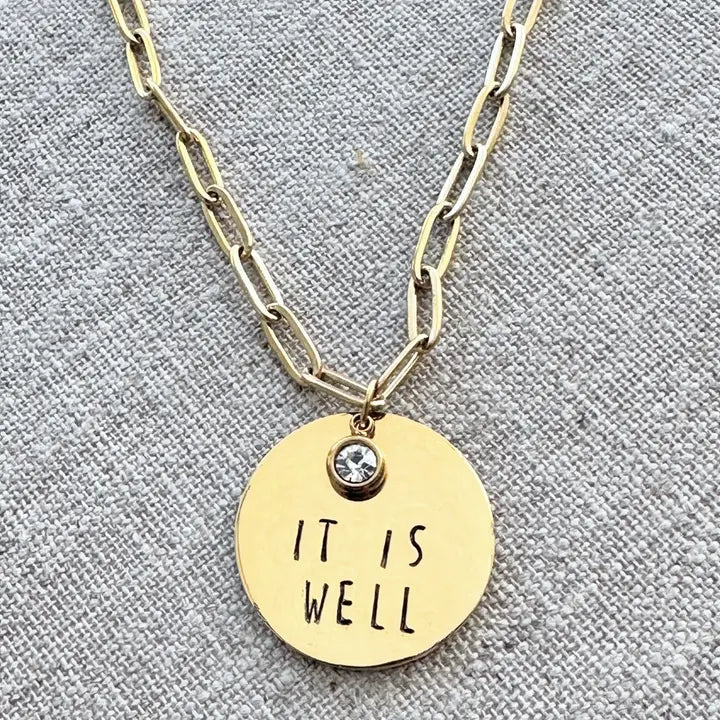 "It is Well" - Hand-stamped Necklace
