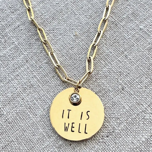 "It is Well" - Hand-stamped Necklace